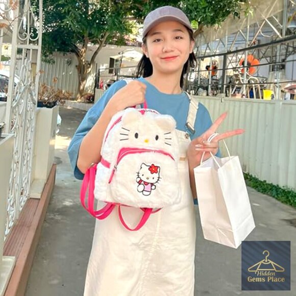 Plush Cartoon Backpack, Mini Double Strap, Soft Fluffy Casual Rucksack main image 3